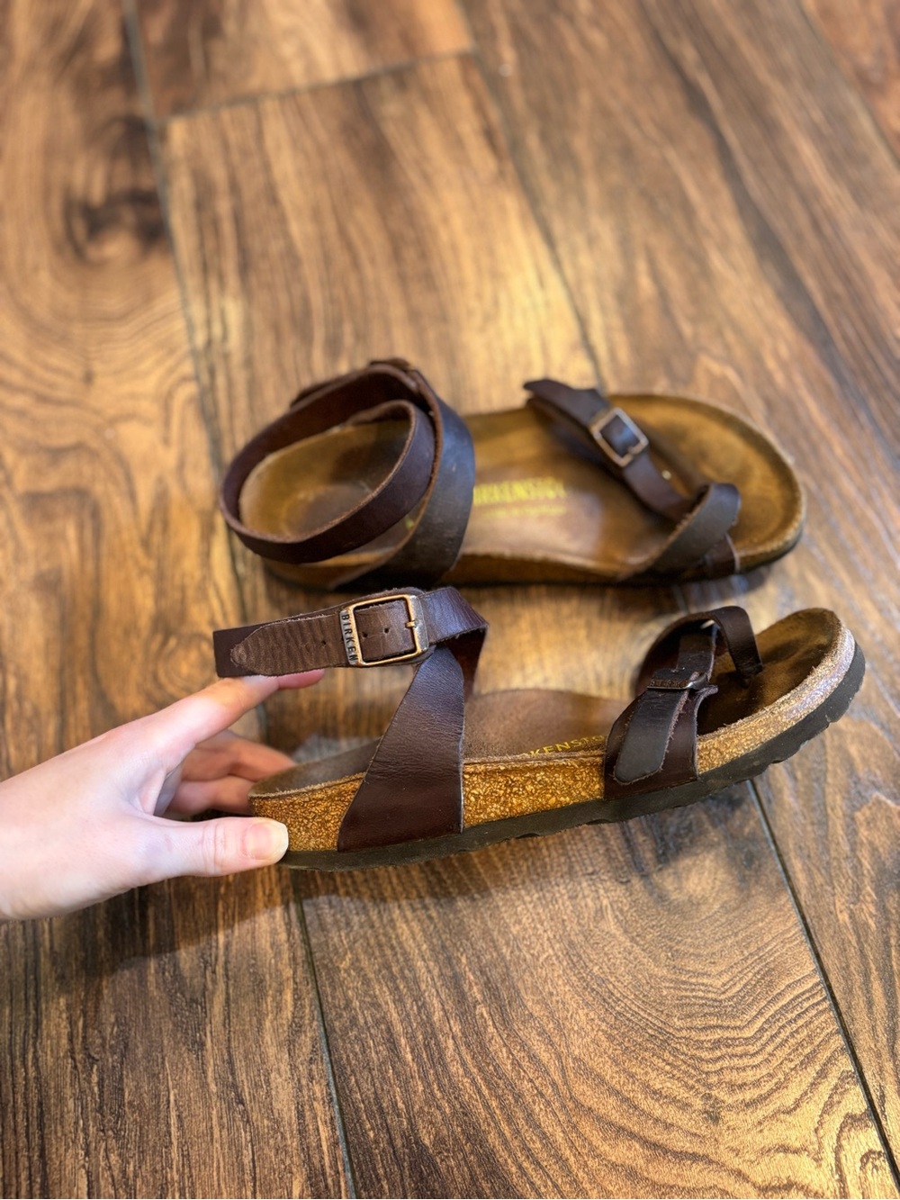 Birkenstock Yara Brown Sandals with Ankle Strap Buckle